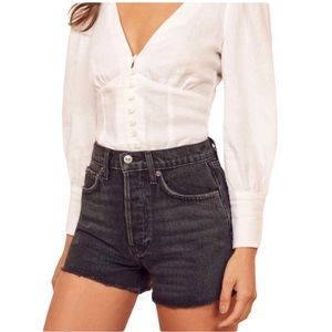 Reformation🧿 Dixie High Waist Cutoff Denim Shorts 26 Black